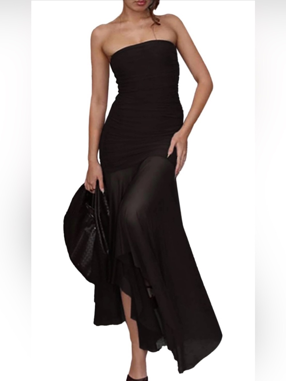 Sexy Strapless Mesh Maxi Dress Tube Top Midi Dresses